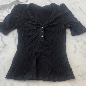 Sugarlips Charcoal Ribbed Knit Top